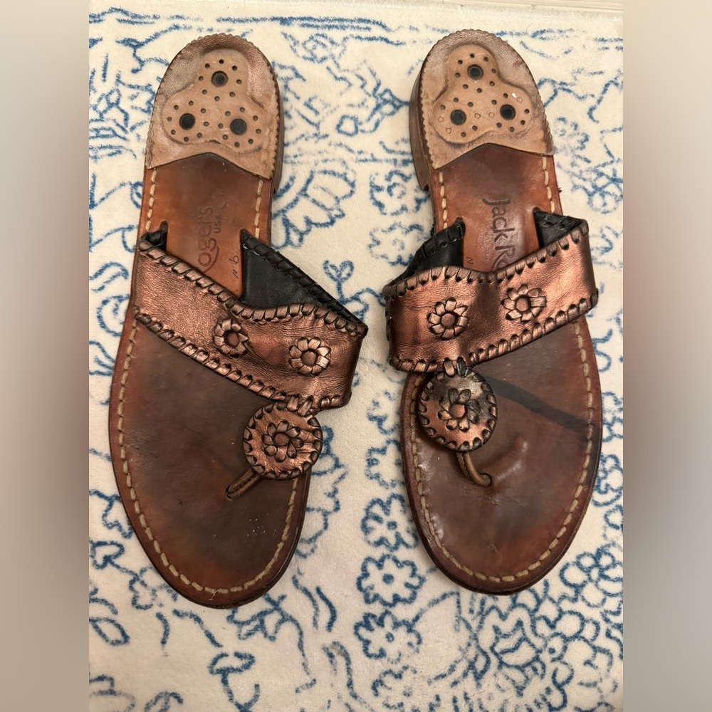 Jack Rogers bronze leather sandals size 9